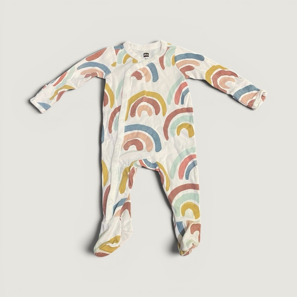Tea Collection 0-3 Month Gender Neutral Sleeper Footie Pajamas Snap Rainbow Boho